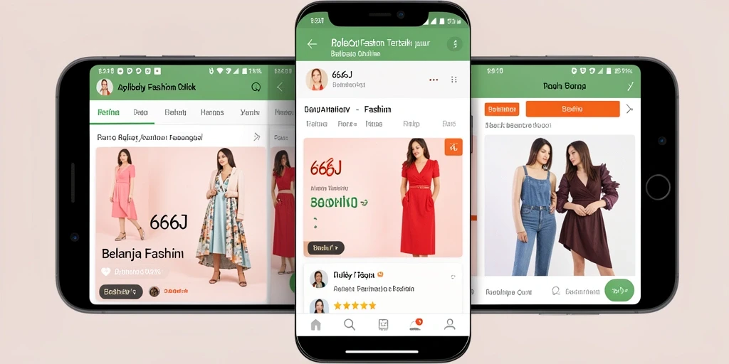Antarmuka aplikasi 666J dengan opsi belanja fashion yang menarik.