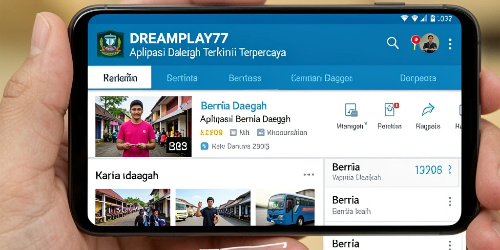 Tampilan antarmuka aplikasi Berita Daerah DREAMPLAY77 yang informatif.