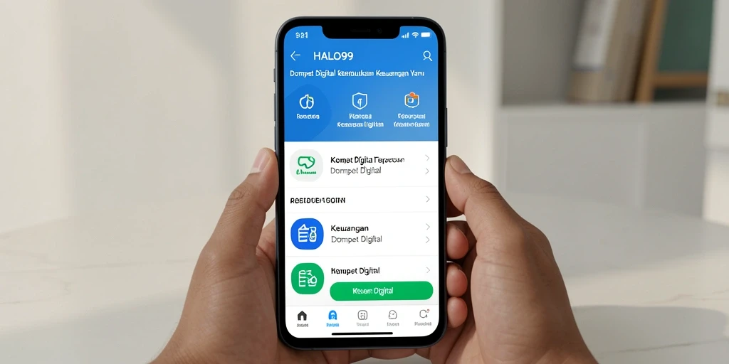 Tampilan antarmuka utama HALO99 dengan fitur Dompet Digital yang intuitif.