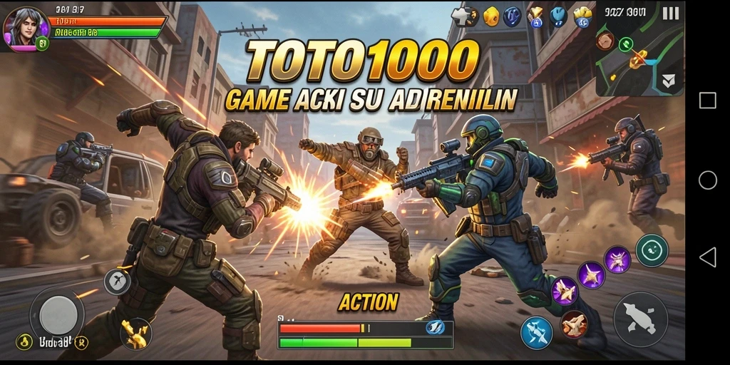 Screenshot utama TOTO1000 menunjukkan aksi gameplay yang mendebarkan.